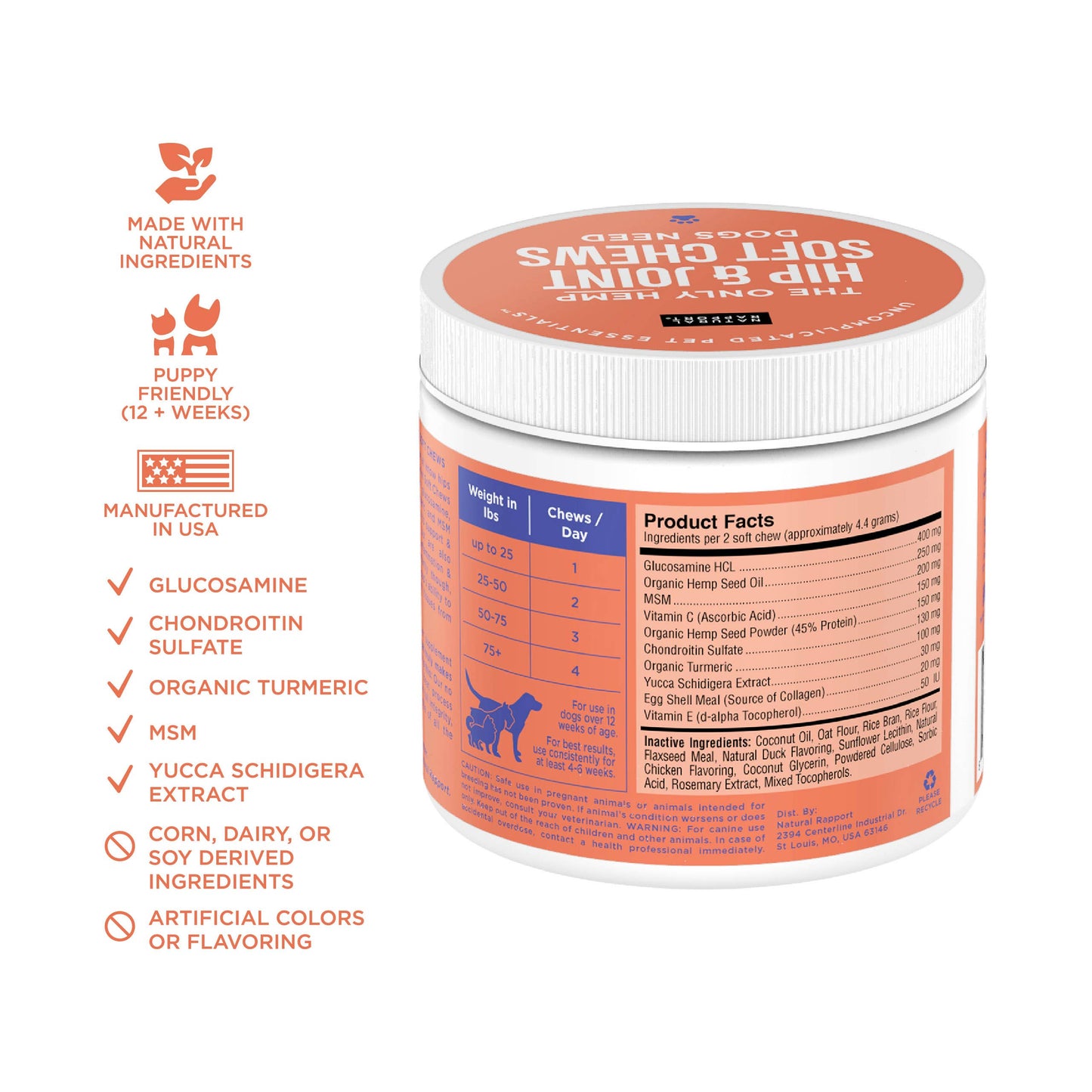 The Only Hemp Hip & Joint Soft Chews Dogs Need: 120 count jar