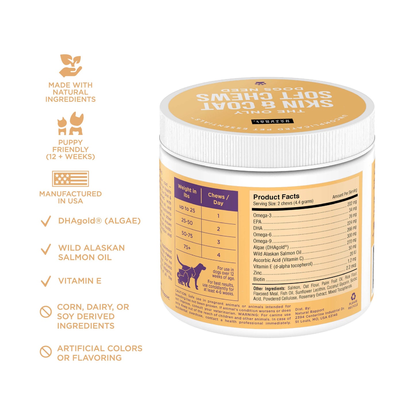 The Only Skin & Coat Soft Chews Dogs Need: 120 count jar