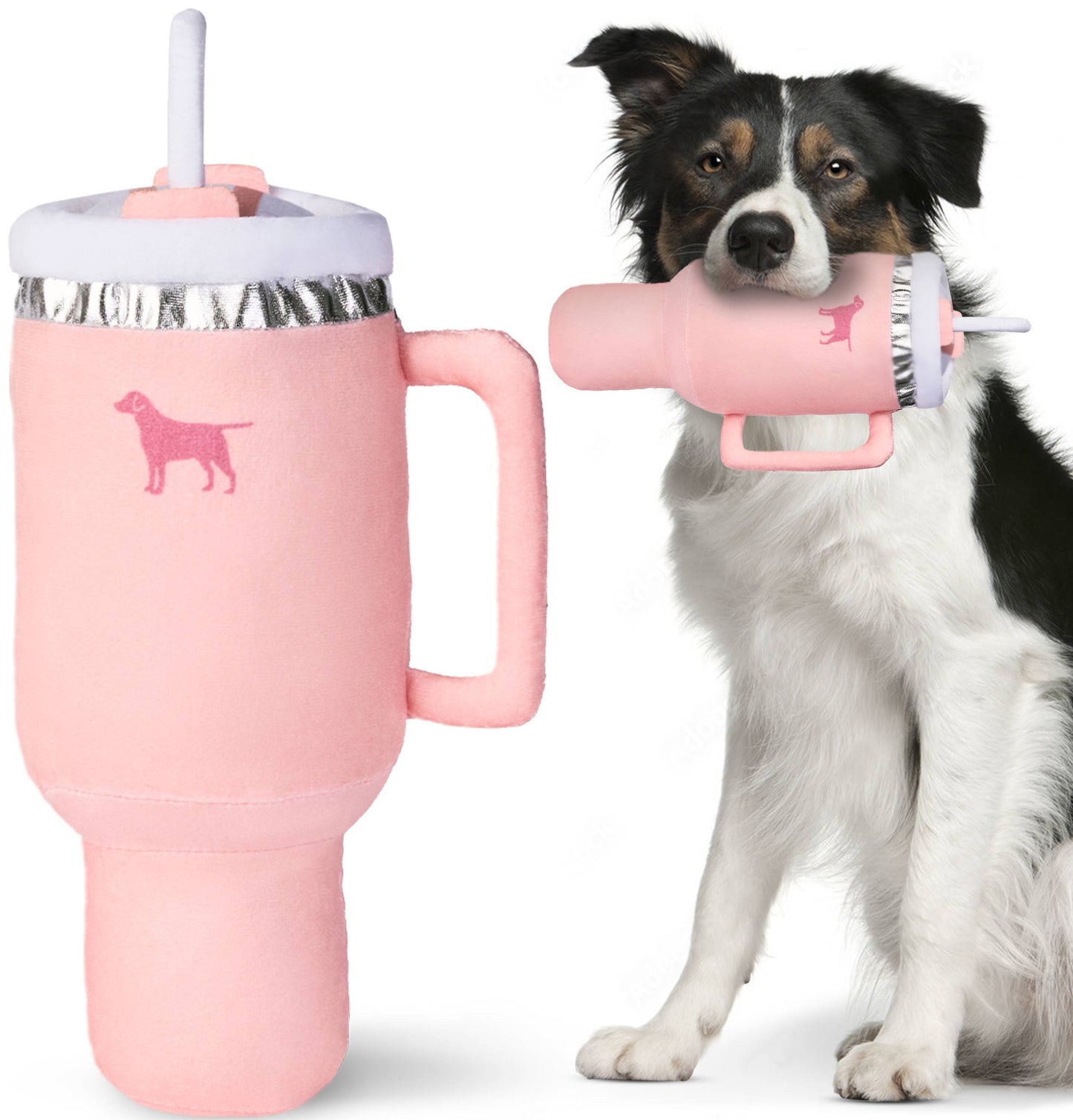 PUPROAR Pup Cup Tumbler Plush  Squeaker Dog Toy: Pink Peach Dust