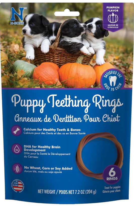 N-Bone Puppy Teething Rings Pumpkin Flavor 7.2oz (6 count)