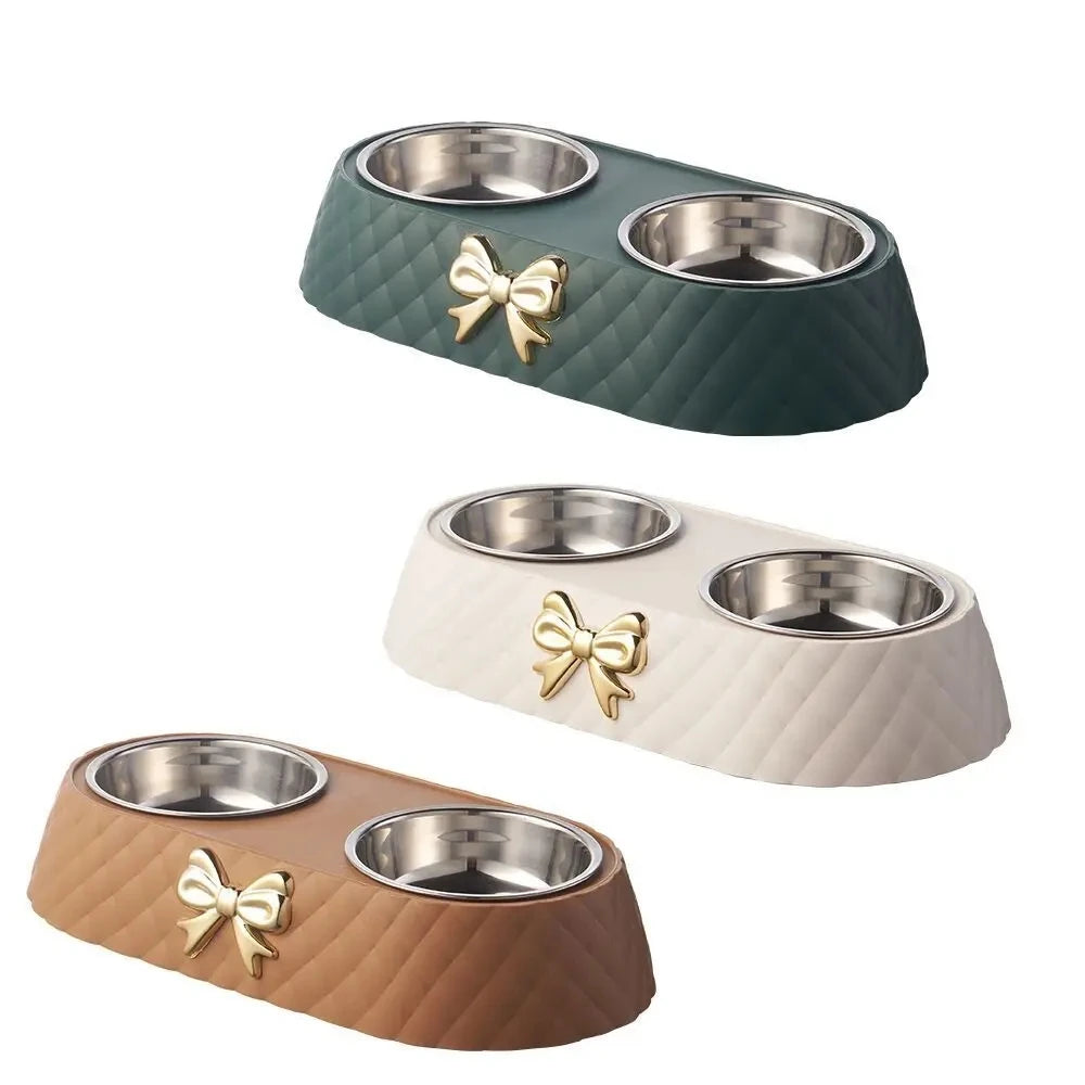 Pet Supplies Bow-tie / Cats Food Bowl / Dog Bowl / Removable Stainless Steel Bowls