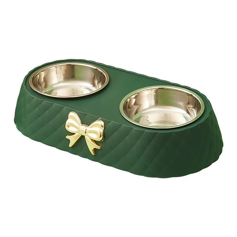 Pet Supplies Bow-tie / Cats Food Bowl / Dog Bowl / Removable Stainless Steel Bowls