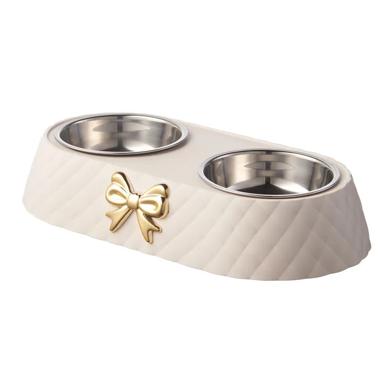 Pet Supplies Bow-tie / Cats Food Bowl / Dog Bowl / Removable Stainless Steel Bowls