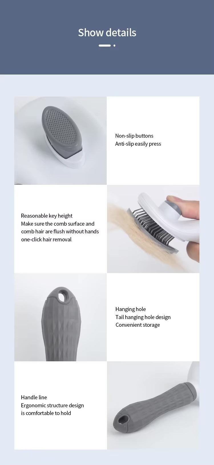 Pet Hair Brush / Dog & Cat Grooming / Stainless Steel Comb