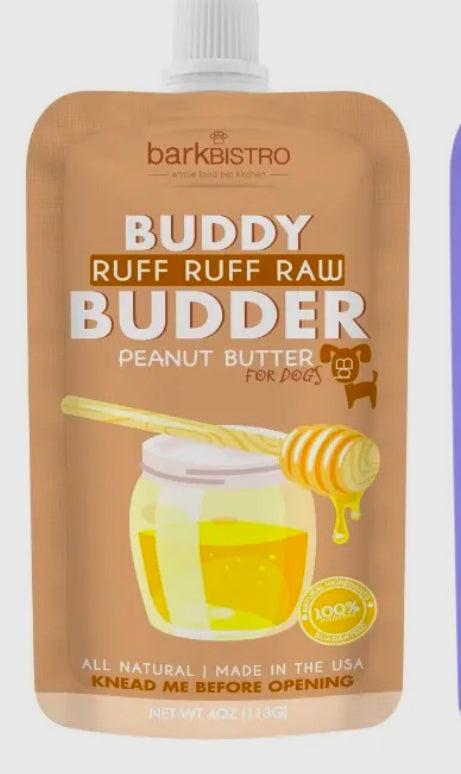 Buddy Budder - Dog Peanut Butter - 4oz Squeeze Packs ( 1 Unit - 6 Flavor Options)