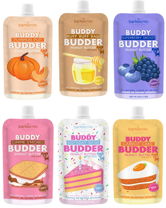 Buddy Budder - Dog Peanut Butter - 4oz Squeeze Packs ( 1 Unit - 6 Flavor Options)